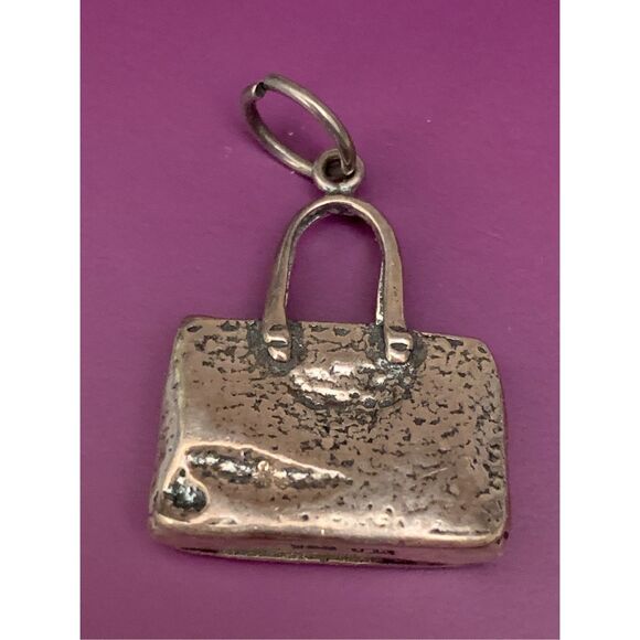 .925 Purse Briefcase Vintage Sterling Silver Jewelry Charm #purse collectors. - Picture 2 of 4